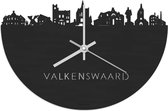 Skyline Klok Valkenswaard Zwart hout - Ø 40 cm - Woondecoratie - Wand decoratie woonkamer - WoodWideCities