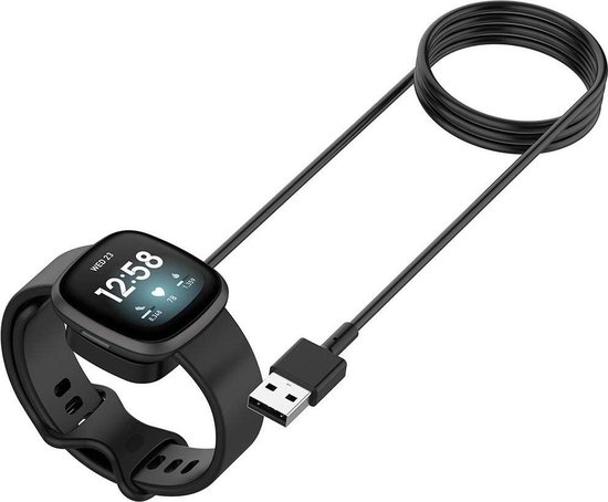 YONO Oplaadkabel geschikt voor Fitbit Versa 3 / 4 / Sense - USB Oplader - Zwart - YONO