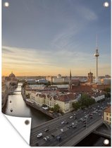 Tuinschilderij Berlijn - Duitsland - Skyline - 60x80 cm - Tuinposter - Tuindoek - Buitenposter