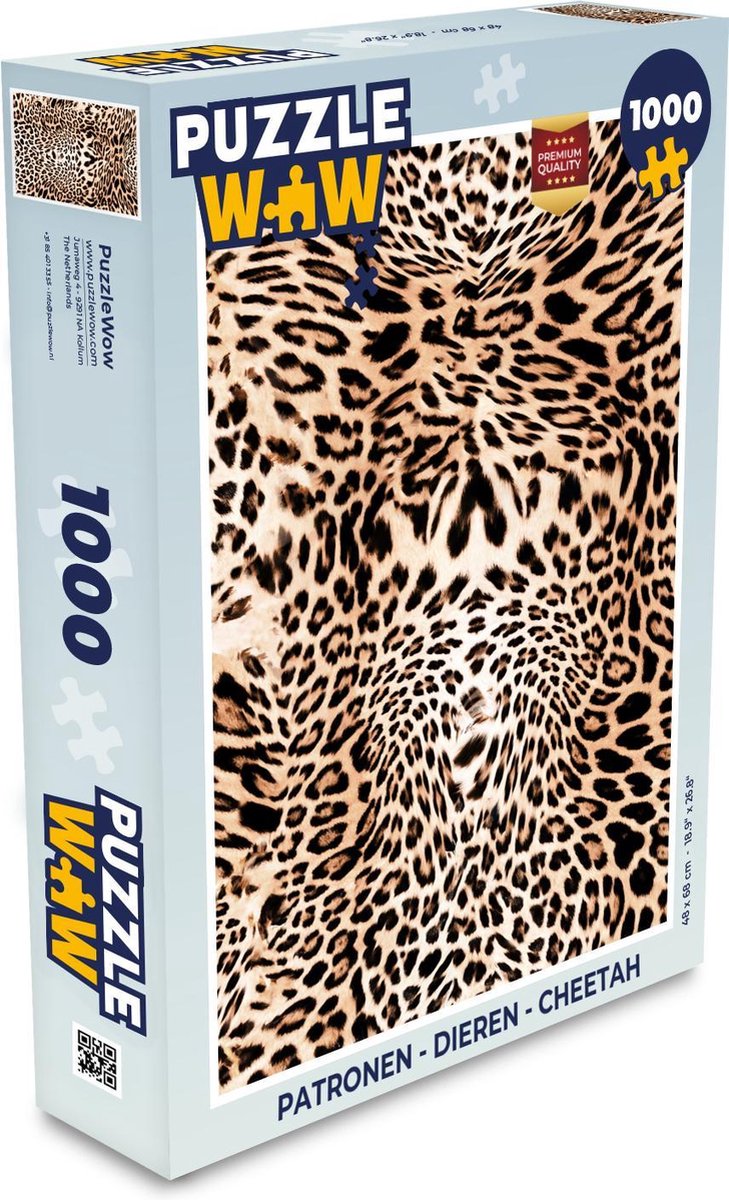 Afbeelding van product PuzzleWow  Puzzel Patronen - Dieren - Cheetah - Legpuzzel - Puzzel 1000 stukjes volwassenen