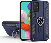 Voor Samsung Galaxy A71 4G koolstofvezelpatroon pc + TPU-beschermhoes met ringhouder (blauw)