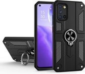 Koolstofvezelpatroon PC + TPU-beschermhoes met ringhouder voor OPPO Reno5 5G / 4G (zwart)