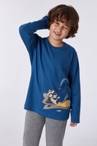 Woody pyjama jongens - wasbeer - blauw - 212-1-PLU-S/865 - maat XL