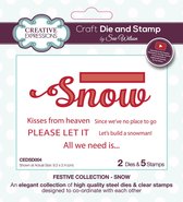 Creative Expressions Stans en stempelset - Kerst - 'snow...' - 2 x stans en 5 x clear stamp