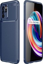 Koolstofvezeltextuur Schokbestendig TPU-hoesje voor OPPO Reno6 Z (blauw)