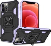 Knight Cool Series pc + TPU schokbestendig hoesje met magnetische ringhouder voor iPhone 12/12 Pro (zwart + paars)