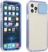 Sliding Camera Cover Design Schokbestendig TPU Frame + Clear PC Case voor iPhone 13 Pro Max (blauw)