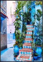 Poster kleurrijke trap in Marokko - 20x30 cm