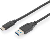 Digitus USB-kabel USB 3.2 Gen1 (USB 3.0 / USB 3.1 Gen1) USB-C stekker, USB-A stekker 1.00 m Zwart Afgeschermd (dubbel)