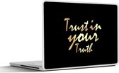 Laptop sticker - 10.1 inch - Quote - Trust - Goud - 25x18cm - Laptopstickers - Laptop skin - Cover