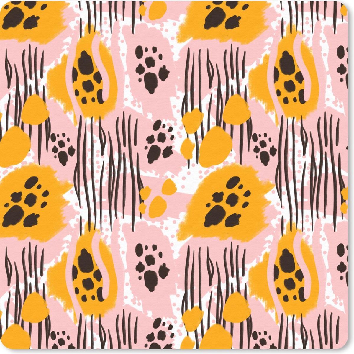 Muismat 30x30 cm - Mousepad Roze - Oranje - Vormen - Patroon - Muismatten