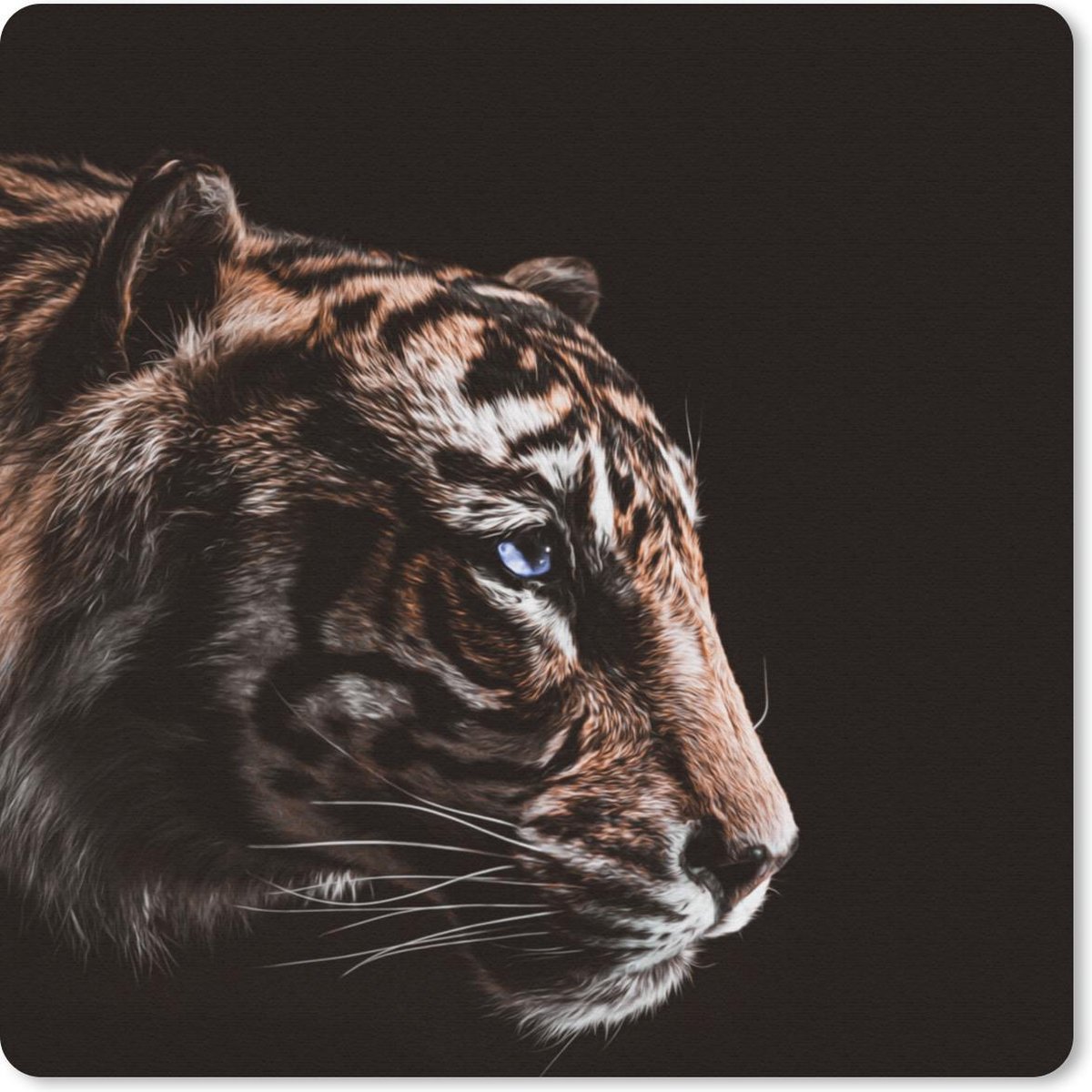 Muismat 30x30 cm - Mousepad Tijger - Dieren - Zwart - Muismatten