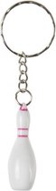 sleutelhanger bowling-kegel 4 cm wit/donkerroze