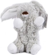 knuffel konijn zittend 12 cm pluche grijs/wit