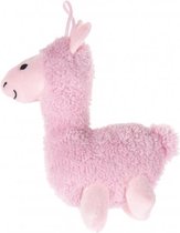 knuffellama pluche 16 cm roze