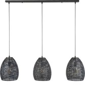 Design hanglamp met 3 kappen in bruin-zwart metaal