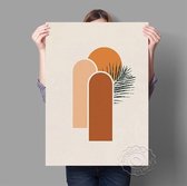 Palm En Zon Abstract Print Poster Wall Art Kunst Canvas Printing Op Papier Met Waterproof Inkt 30x40cm Multi-color