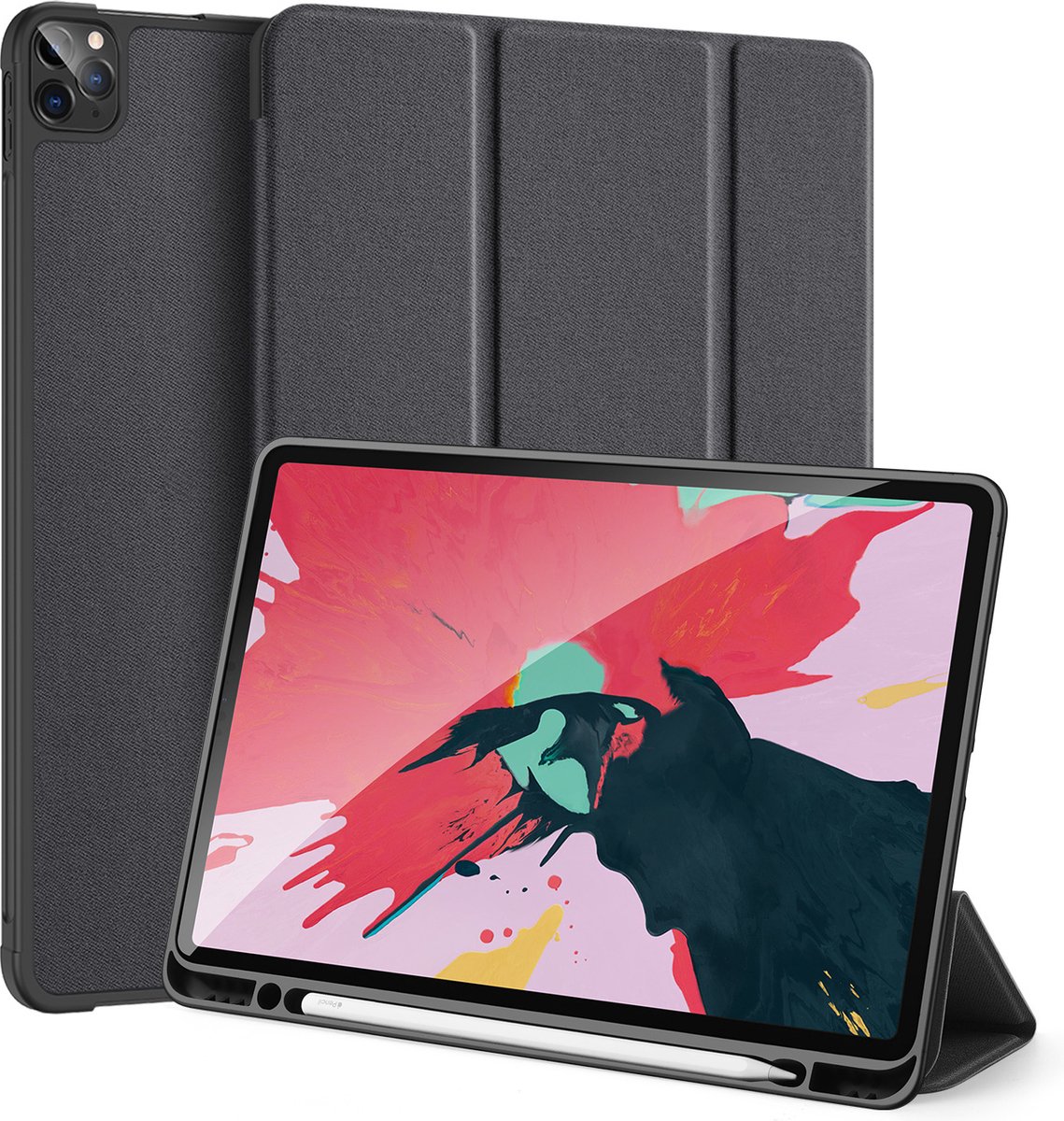 DUX DUCIS Smart Tri-Fold kunstleer hoes voor iPad Pro 12.9 (2020) - zwart