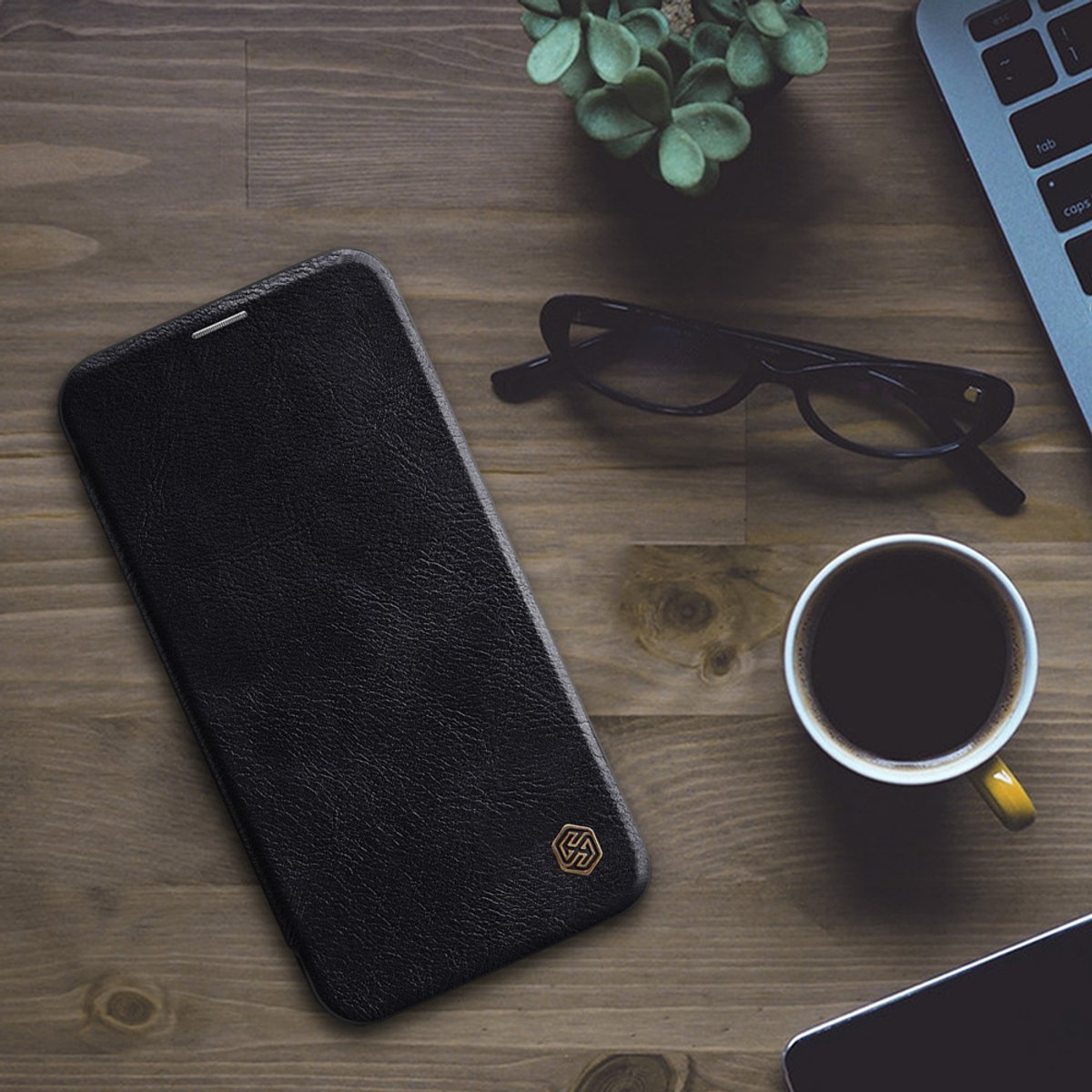 Apple Hoesje geschikt voor iPhone 12 Mini - Qin Leather Case - Flip Cover - Zwart