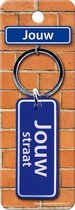 sleutelhanger Straatnaam: Jouw 9 x 3 cm blauw