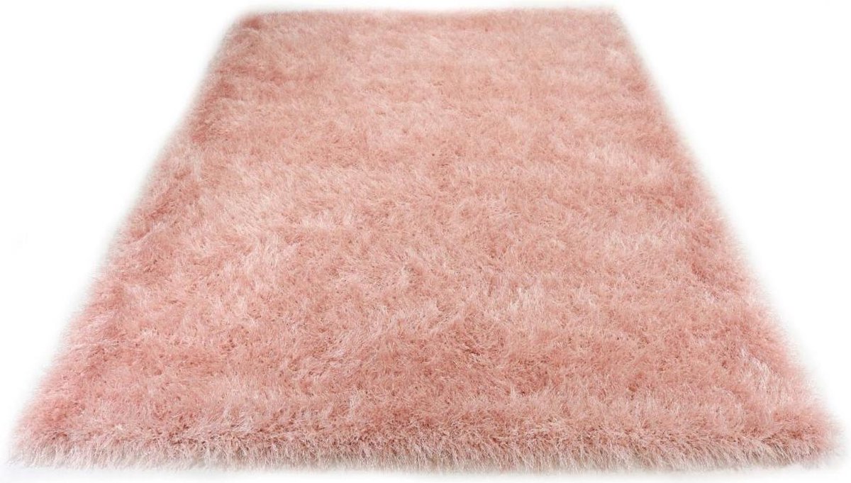 Hoogpolig Glanzend Vloerkleed Glossy met glittergaren Roze-160 x 230 cm