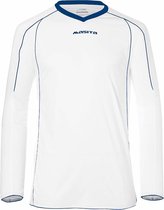 Masita | Sportshirt Heren Lange Mouw - Striker Voetbalshirt Fitness Shirt- Hardloopshirt Heren - Wedstrijdshirt - sneldrogend - WHITE/ROYAL BLU - 116