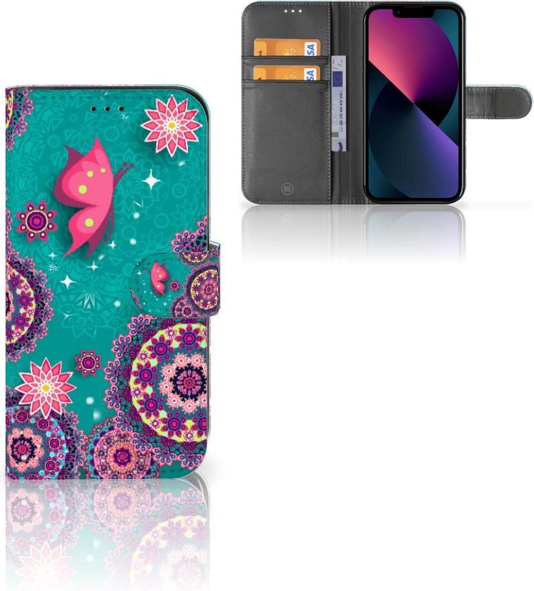 Apple iPhone 13 Hoesje Cirkels en Vlinders