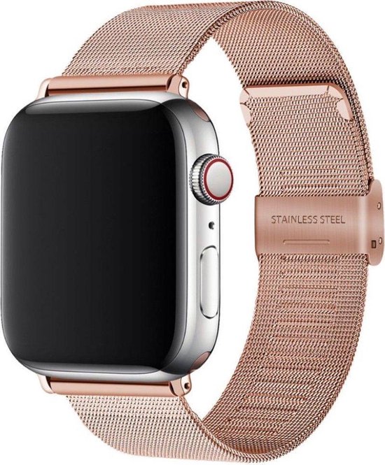Foto: By qubix milanese loop bandje champagne goud geschikt voor apple watch 38mm 40mm 41mm 42mm compatible apple watch bandje horlogebandje 