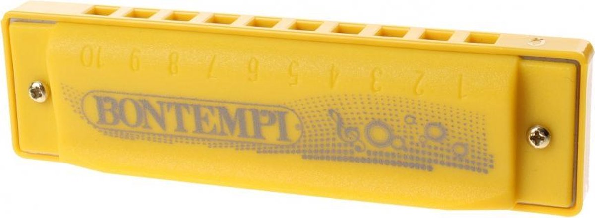 Afbeelding van product Bontempi Spa  mondharmonica in opbergdoos 10 tonen 10 cm geel