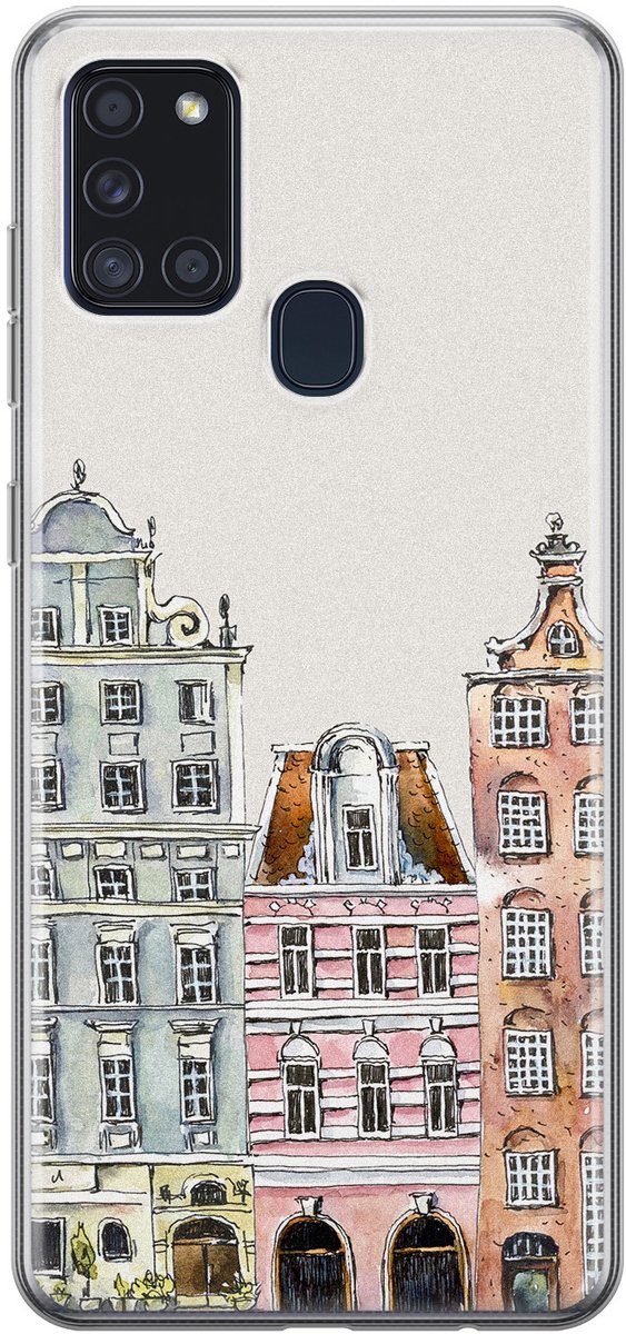Leuke Telefoonhoesjes - Hoesje geschikt voor Samsung Galaxy A21s - Grachtenpandjes - Soft case - TPU - Print / Illustratie - Multi