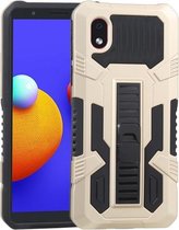 Voor Samsung Galaxy A01 Core Vanguard Warrior All Inclusive dubbele kleur schokbestendig TPU + pc-beschermhoes met houder (goud)