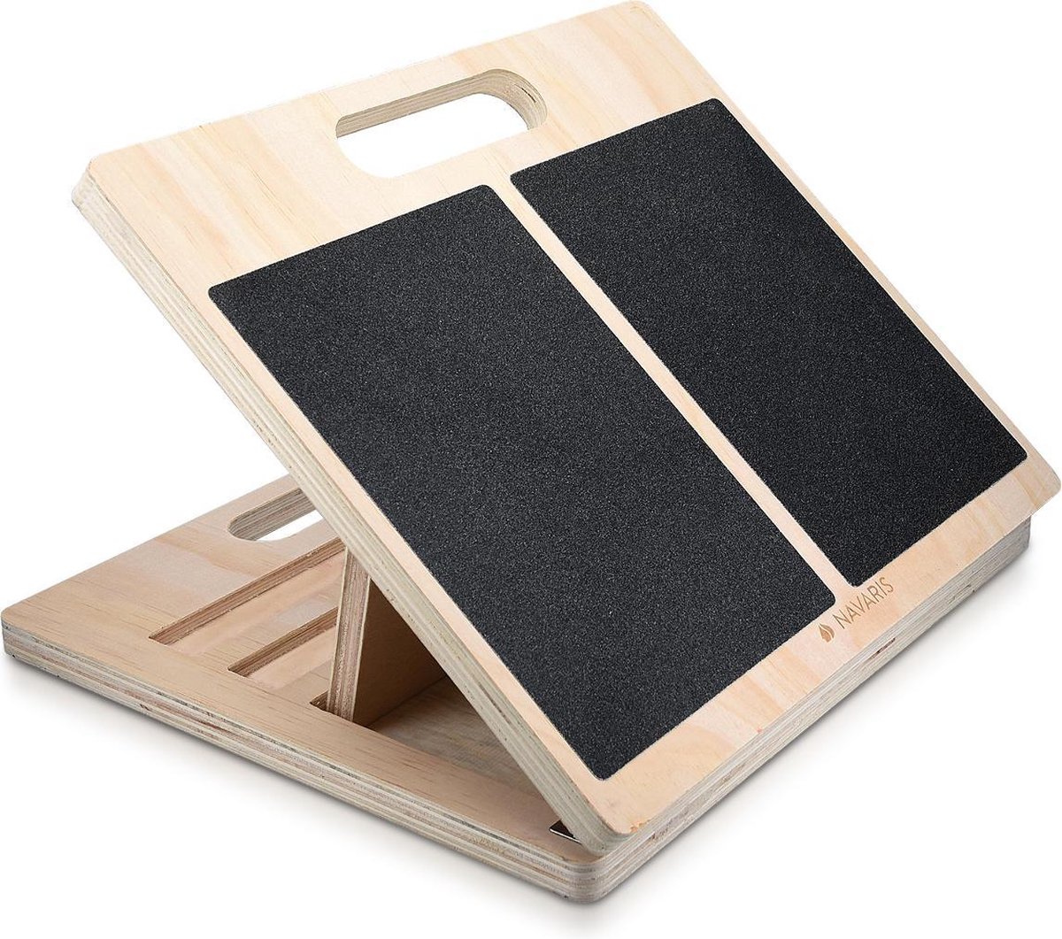 Navaris verstelbaar anti-slip stretch board - Houten incline board - 3 standen - Voor het rekken van kuiten, voeten, enkels, benen en rug - Inklapbaar