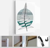 Minimalistic Watercolor Painting Artwork. Earth Tone Boho Foliage Line Art Drawing with Abstract Shape - Modern Art Canvas - Vertical - 1937930767 - 50*40 Vertical