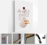 Painting Wall Pictures Home Room Decor. Modern Abstract Art Botanical Wall Art. Boho. Minimal Art Flower on Geometric Shapes Background - Modern Art Canvas - Vertical - 1955005183