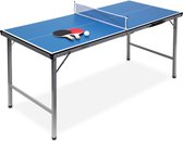 tafeltennistafel opklapbaar - 71x150x67 cm - draagbaar - met net - ballen en bats - MDF - metaal
