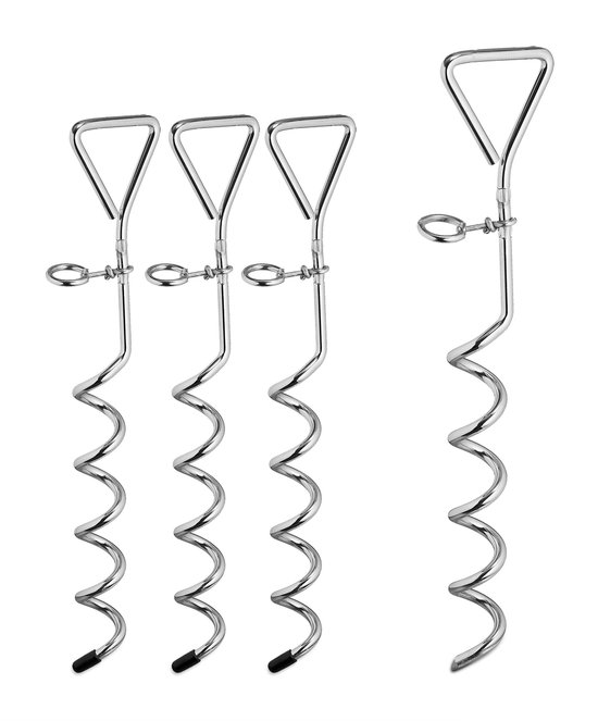 piquets à vis relaxdays - 4 pièces - piquets de tente - sol mou - piquets de sol - acier