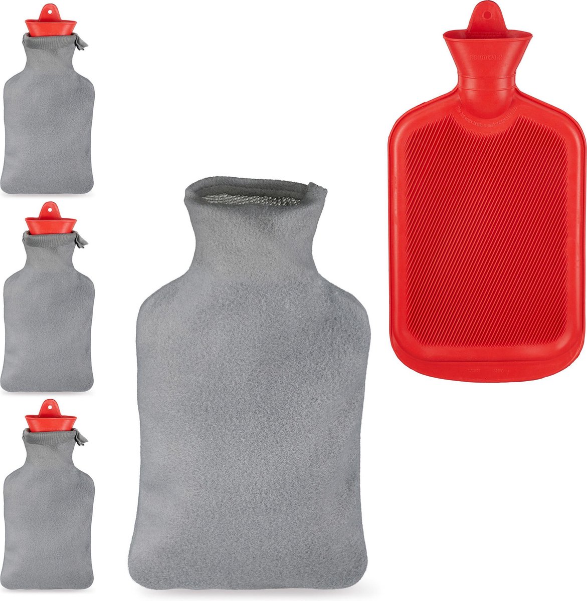 Goedkoopste 4x kruik met hoes - warmwaterkruik - rubber - 1,5L - bedkruik - waterkruik