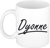 Dyonne naam cadeau mok / beker sierlijke letters - Cadeau collega/ moederdag/ verjaardag of persoonlijke voornaam mok werknemers