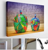 Decorative fruit apples, made of wood and painted by hand paints. Modern art - Modern Art Canvas - Horizontal - 268779413 - 80*60 Horizontal
