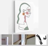 Modern abstract faces with abstract shapes. Minimalism concept. Line art drawing style - Modern Art Canvas - Vertical - 1773642410 - 50*40 Vertical