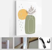 Set of creative minimalist hand painted illustrations with decorative branches, leaves and abstract flowers - Modern Art Canvas - Vertical - 1829875610 - 80*60 Vertical