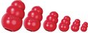 Set van zes rode KONG Classic speelgoed in verschillende maten.