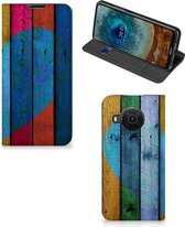 Smartphone Hoesje Nokia X20 | X10 Mobiel Bookcase Wood Heart