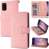 Samsung Galaxy S21 Luxe Book Case Hoesje met Koord - PU Leer - Pasjeshouder - Magnetische Sluiting - Samsung Galaxy S21 - Roze