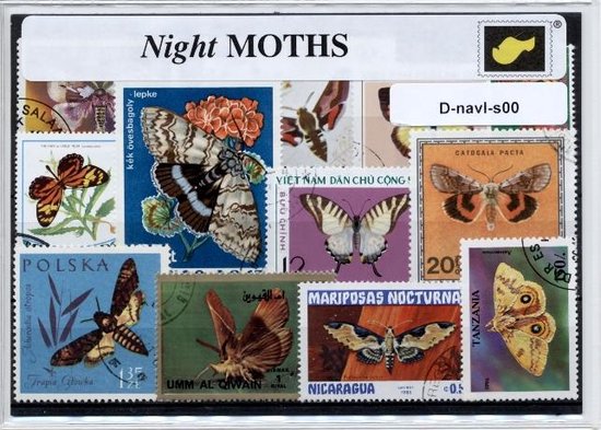Nachtvlinders – Luxe postzegel pakket (A6 formaat) : collectie van verschillende postzegels van nachtvlinders – kan als ansichtkaart in een A6 envelop - authentiek cadeau - kado - geschenk - kaart - Heterocera - motten - Rhopalocera - antennen