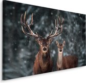 Schilderij - Herten in de winter, prachtige wanddecoratie, premium print