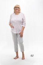 Martel Maria dames pyjama- mouwen 3/4 - wit/grijs/rood - 100 % katoen XXL