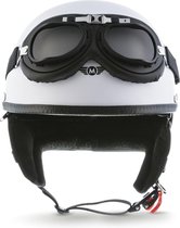 MOTO D23 braincap, Mat Wit, halve helm, pothelm voor scooter en motor, XL, hoofdomtrek 61-62