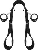 Fetish Submissive Open Leg Set - Bondageset - 2 Handboeien - 2 Been-Straps - 1 Halsband - Zwart