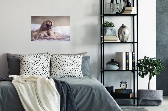 Poster Chien - Couverture - Lit - 30x20 cm